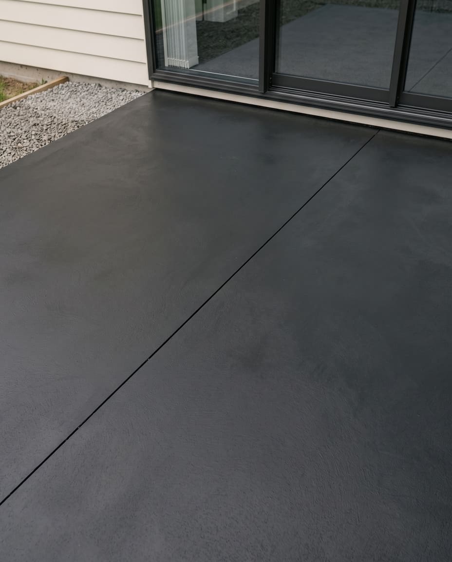 Charcoal coloured concrete driveway with an even tone